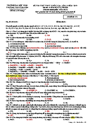 Đề thi thử THPT môn Hóa học lần II năm 2019 - Mã đề 132 - Đại học Vinh (Kèm đáp án)